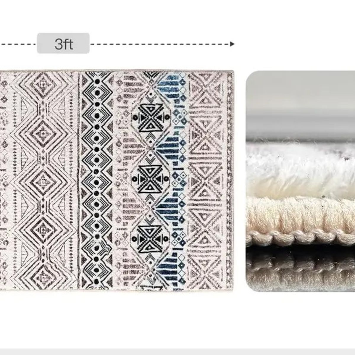 ALMA & DECO - Alfombra Lisa Estampada Modelo Home Etnic Azul y Café 120x170 Cm