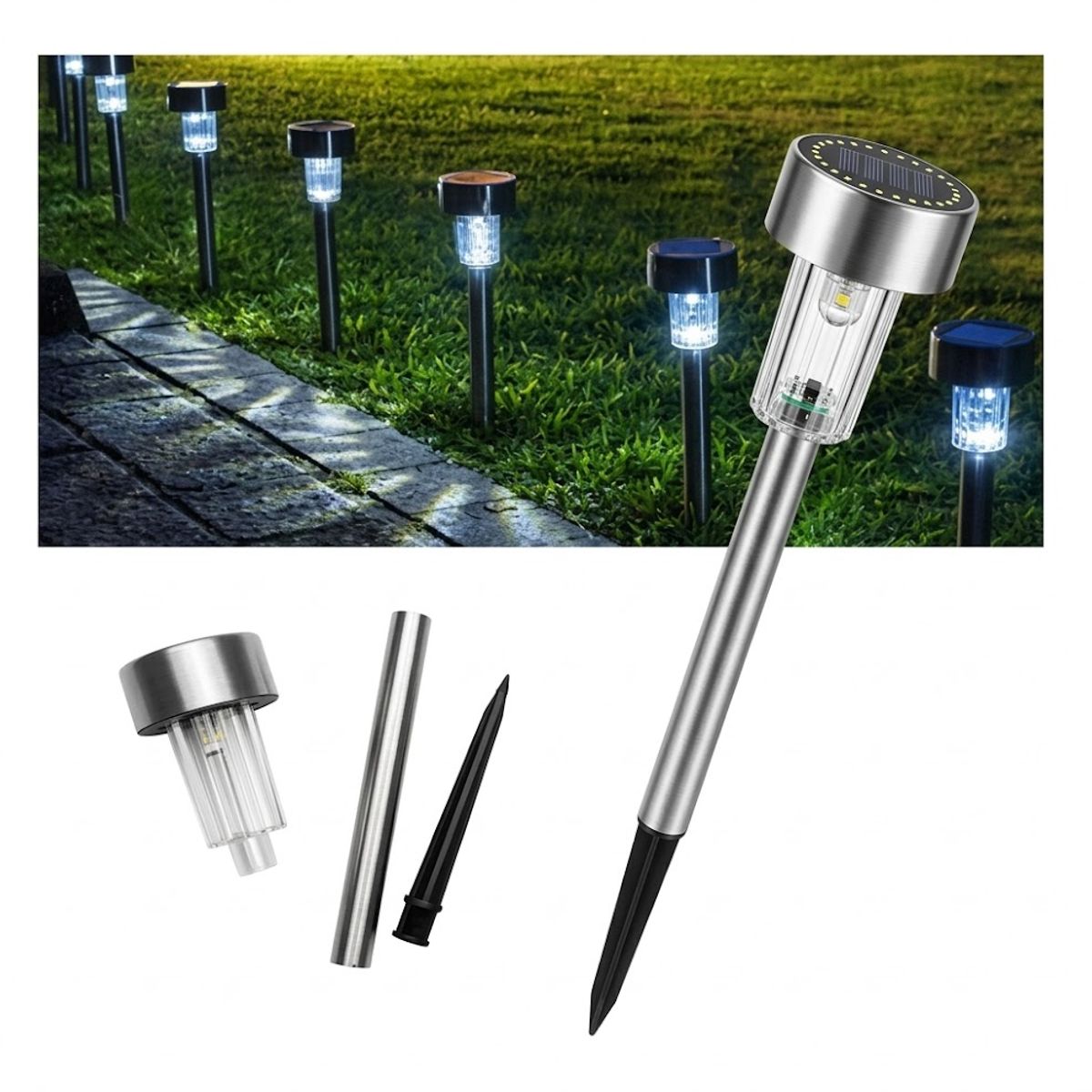GENERICO - Focos Faroles Leds Solares, con Estaca para Jardín Luz Blanca