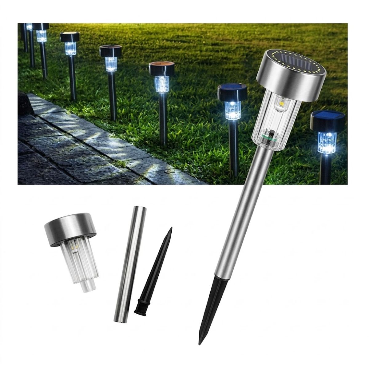 GENERICO - Focos Faroles Leds Solares, con Estaca para Jardín Luz Blanca