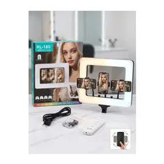 GENERICO - Aro De Luz Rectangular Para 3 Celulares Y Control R Blanco Led
