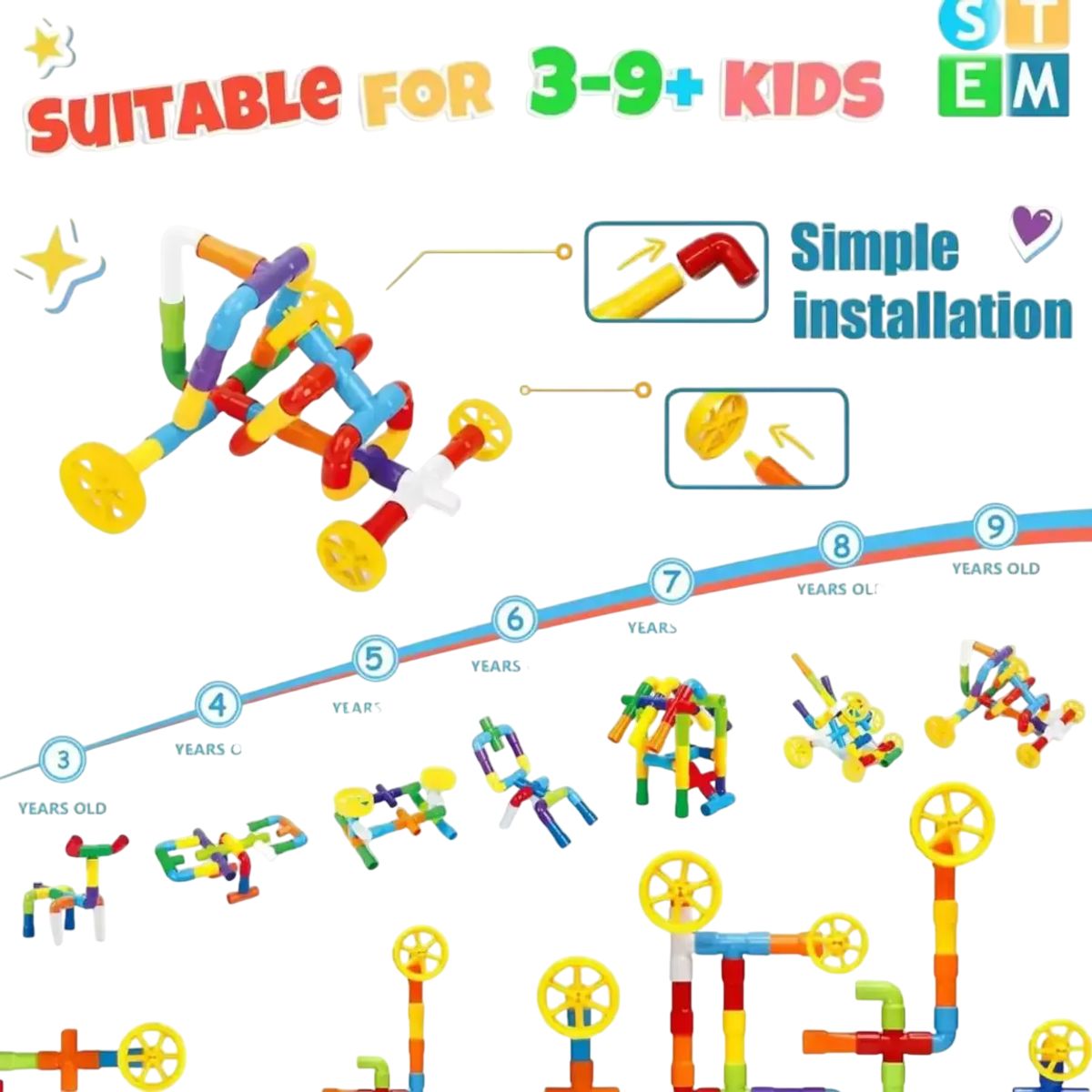 GENERICO - Juego Didáctico Tubos Conectores De Encaje Para Niños