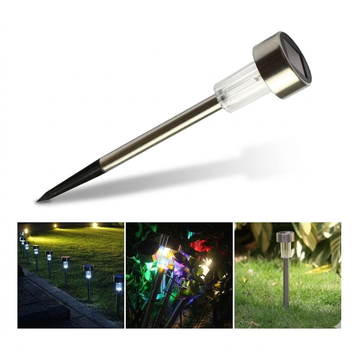 GENERICO - Focos Faroles Leds Solares, con Estaca para Jardín Luz RGB