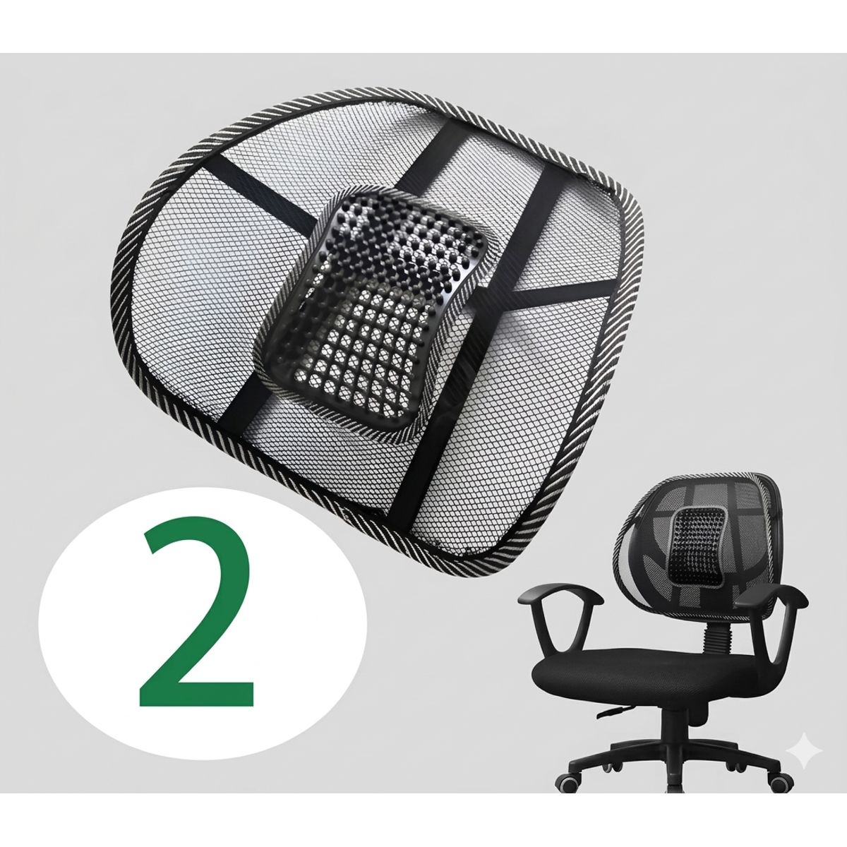 GENERICO - Pack 2 Respaldo Silla Oficina o Auto Postura Respaldo Lumbar