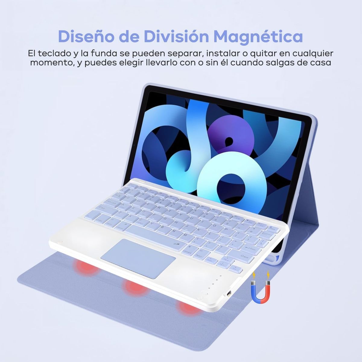PUREPOWER - Funda Con Teclado inalámbrico español de touchpad para Lenovo Tab M11 y K11 2024 11 Pulgadas