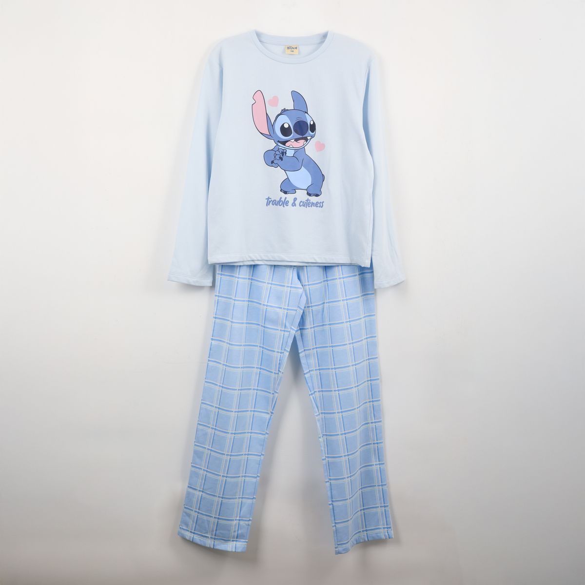 DISNEY - Pijama Manga Larga Juvenil Lilo & Stitch Celeste Disney