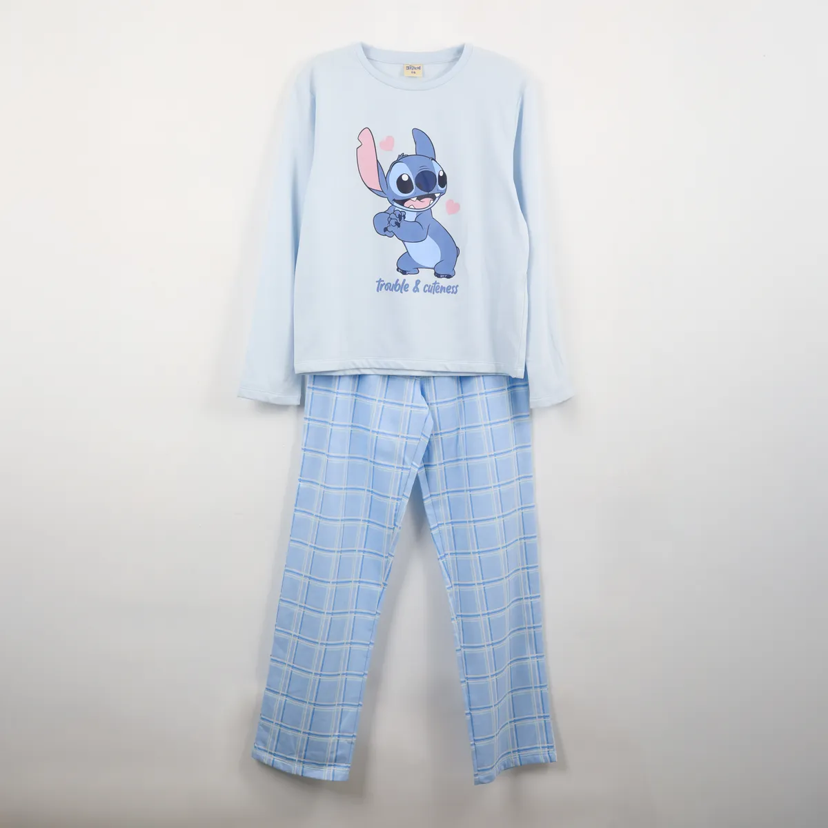 DISNEY - Pijama Manga Larga Juvenil Lilo & Stitch Celeste Disney
