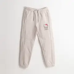 HELLO KITTY - Pantalón de Buzo Niña Logo Beige