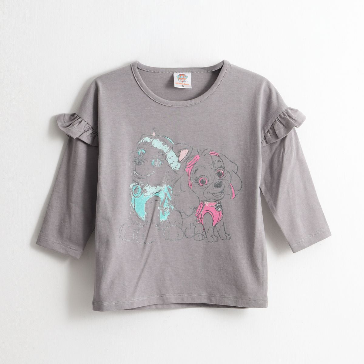 PAW PATROL - Polera Manga Larga Niña Vuelos Everest Skye Gris Paw Patrol