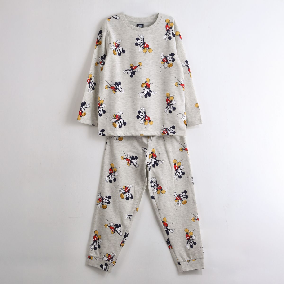 DISNEY - Pijama Manga Larga Niño Full Print Mickey Gris Disney