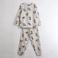 DISNEY - Pijama Manga Larga Niño Full Print Mickey Gris