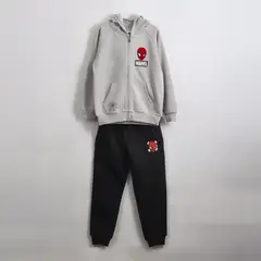 MARVEL - Conjunto Buzo Niño Hoodie Back Print Spiderman Gris
