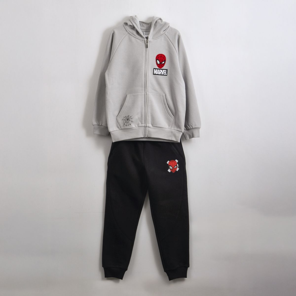 MARVEL - Conjunto Buzo Niño Hoodie Back Print Spiderman Gris Marvel