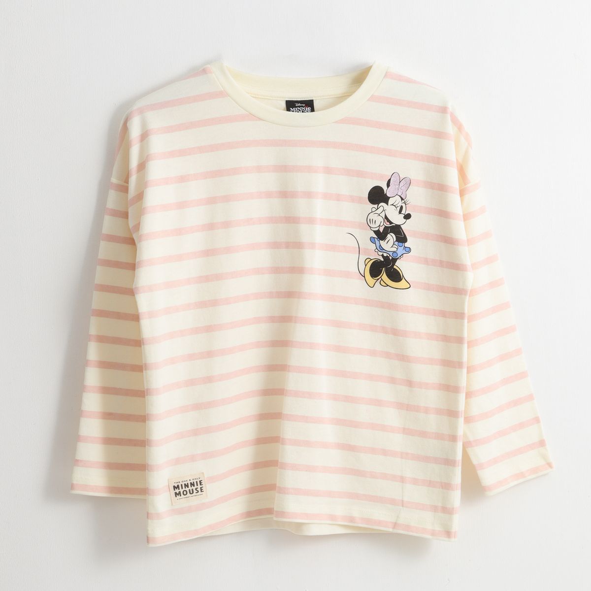 DISNEY - Polera Manga Larga Niña Rayas Minnie Mouse Blanco Disney