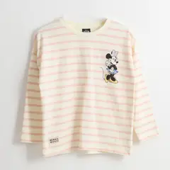 DISNEY - Polera Manga Larga Niña Rayas Minnie Mouse Blanco