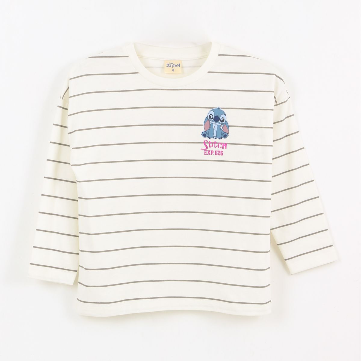 DISNEY - Polera Manga Larga Niña Rayas Lilo & Stitch Blanco Disney