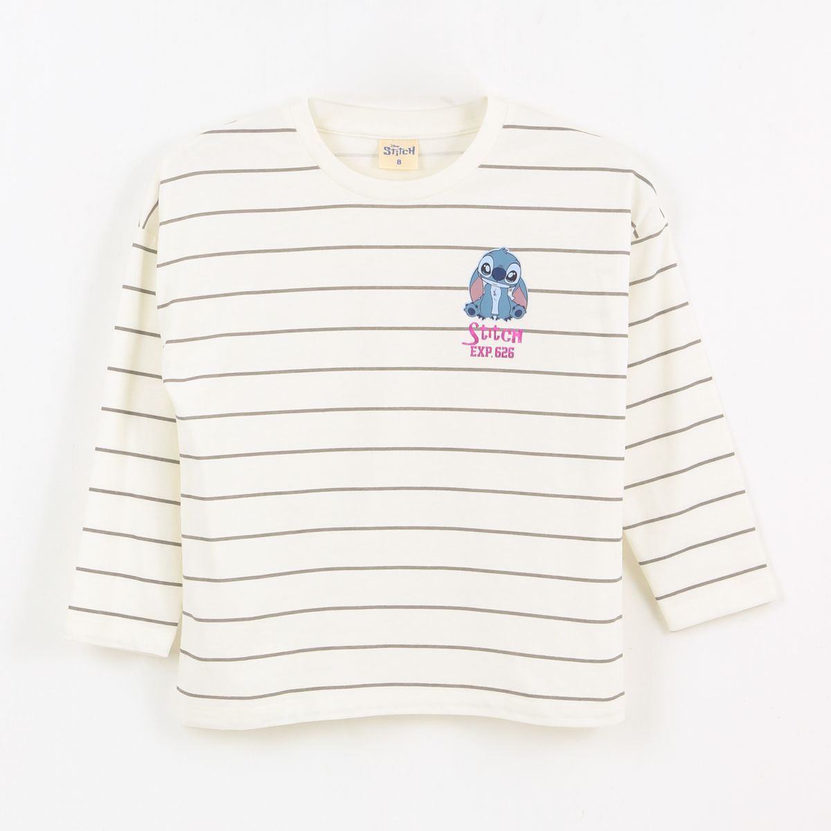 DISNEY - Polera Manga Larga Niña Rayas Lilo & Stitch Blanco Disney
