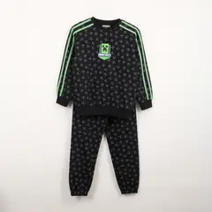 MINECRAFT - Conjunto Buzo Niño Full Print Creeper Face Negro