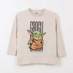 STAR WARS - Polera Manga Larga Niño Grogu Beige