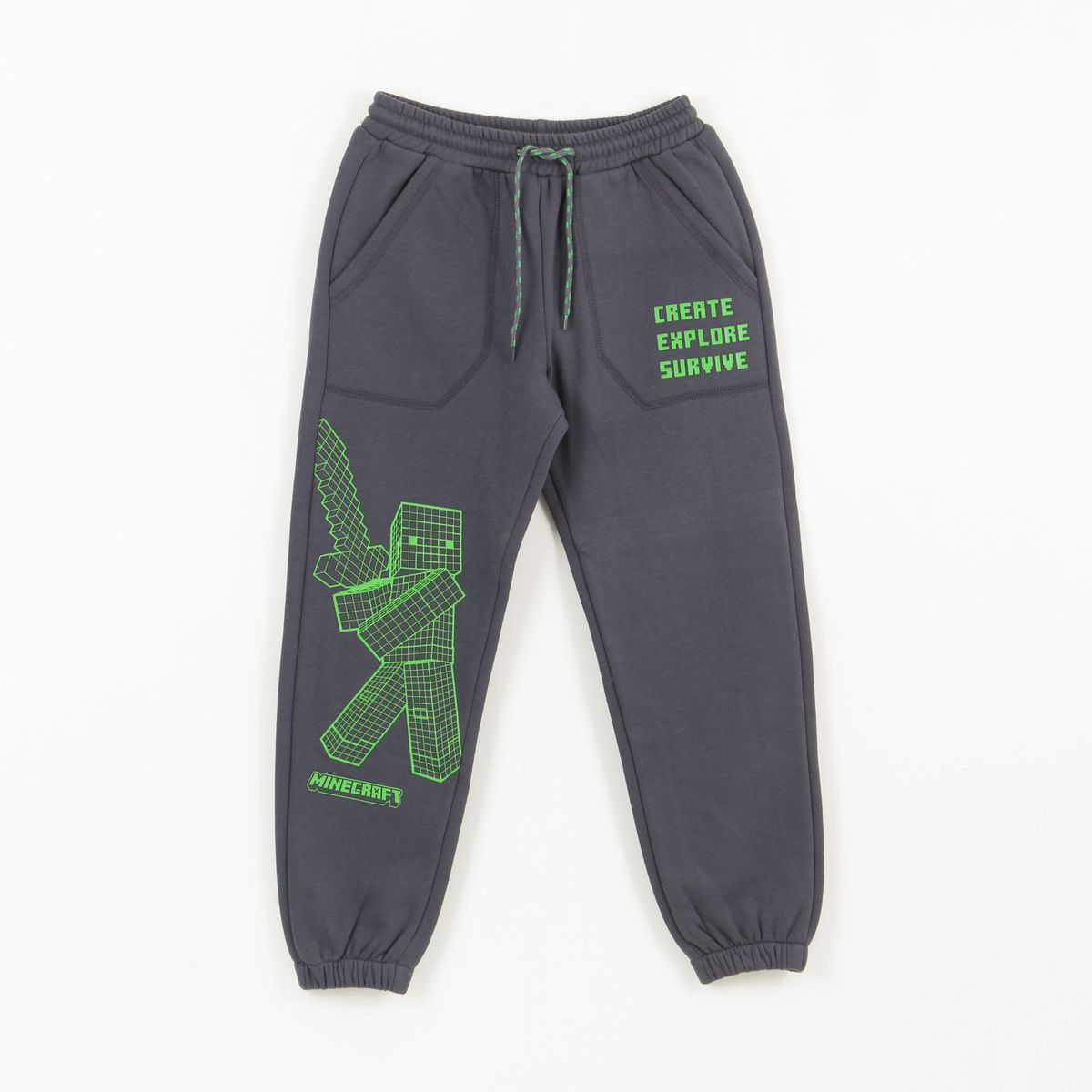 MINECRAFT - Pantalón de Buzo Niño Create Explore Survive Gris Minecraft