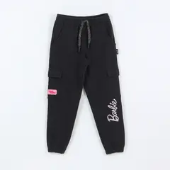 BARBIE - Pantalón de Buzo Niña Cargo Negro
