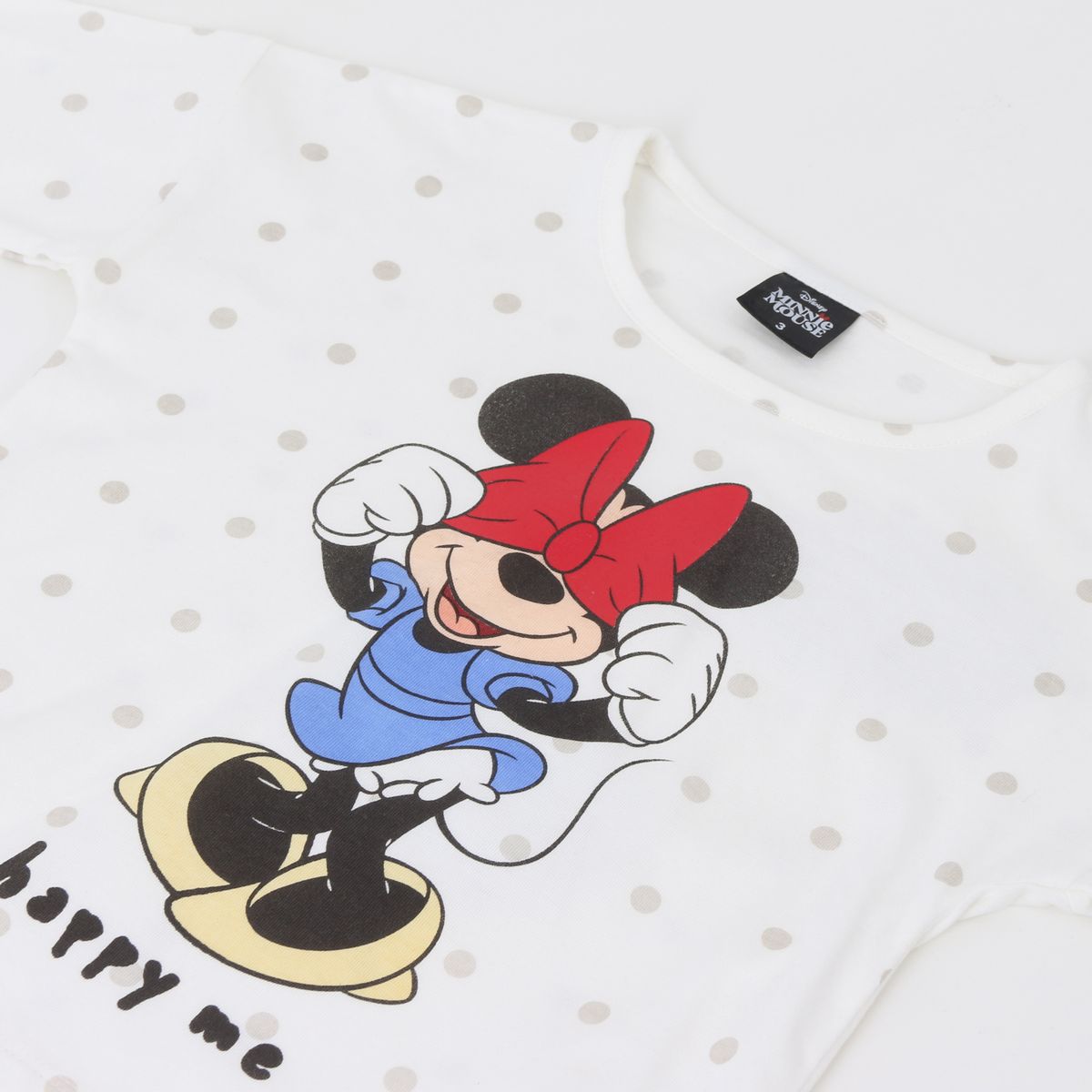 DISNEY - Polera Manga Larga Niña Moño Minnie Blanco Disney
