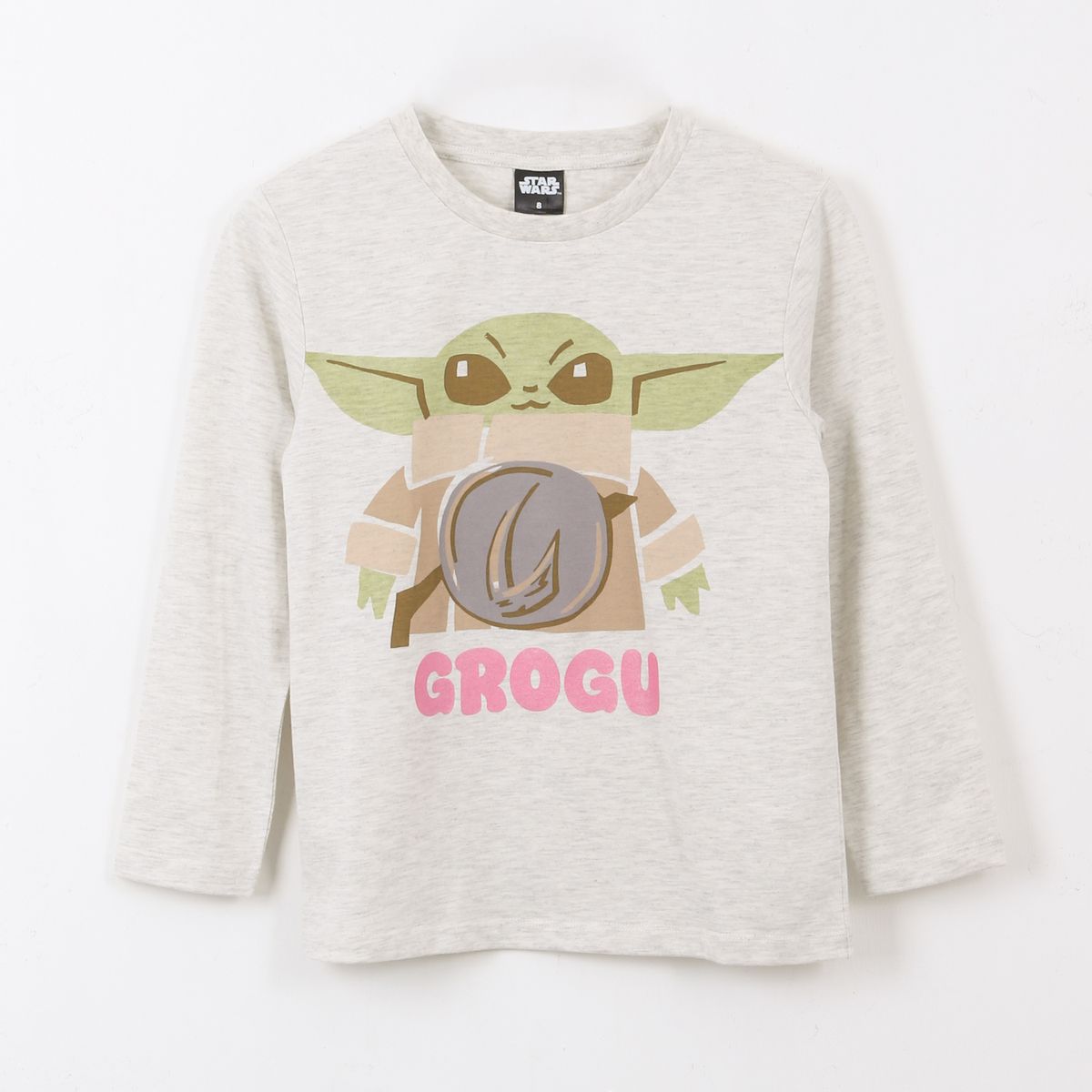 STAR WARS - Polera Manga Larga Niña Grogu Gris Star Wars