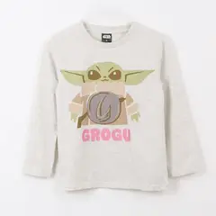 STAR WARS - Polera Manga Larga Niña Grogu Gris
