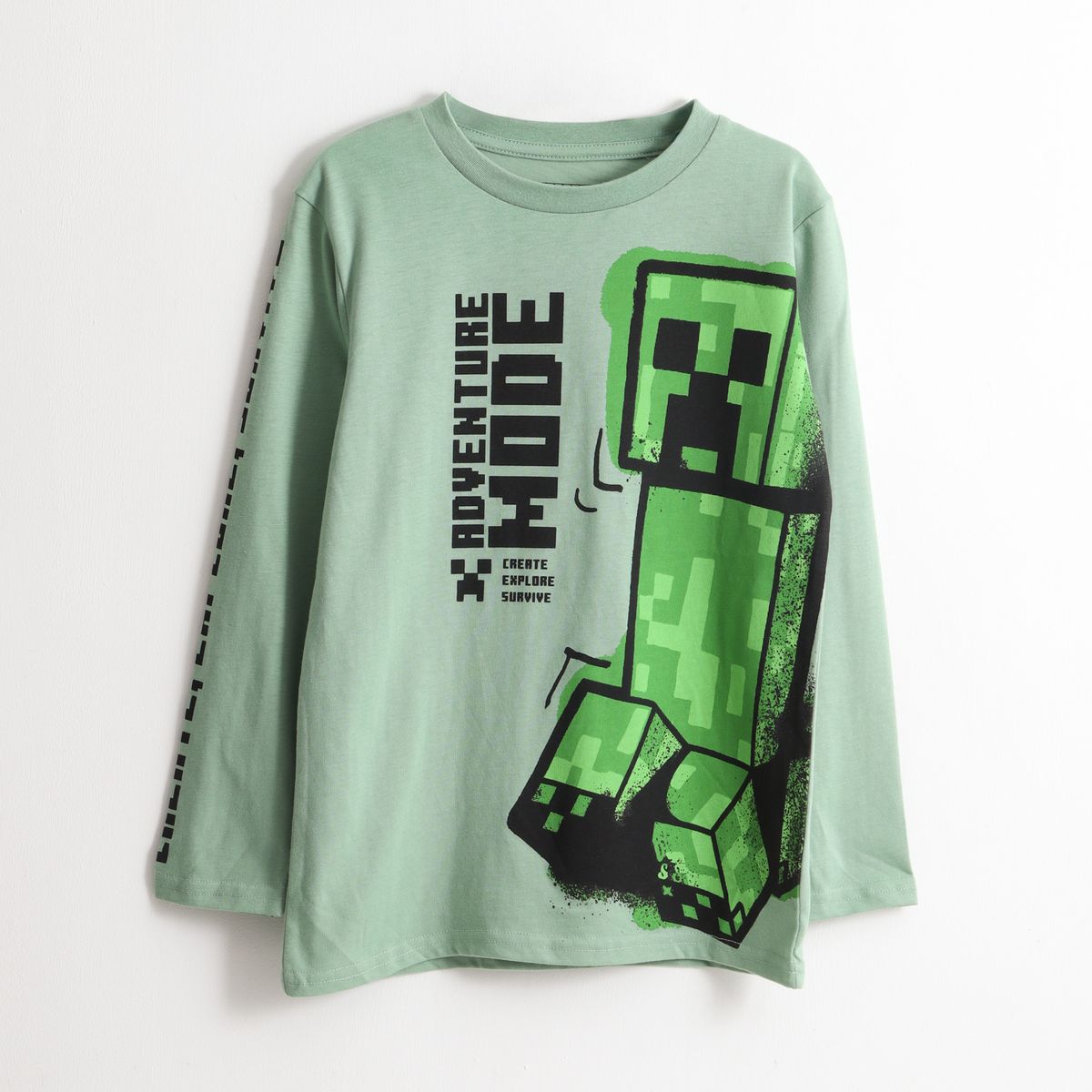 MINECRAFT - Polera Manga Larga Niño Adventure Mode Verde Minecraft