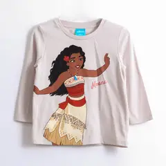 DISNEY - Polera Manga Larga Niña Moana Gris