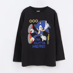 SONIC - Polera Manga Larga Niño Rings Negro