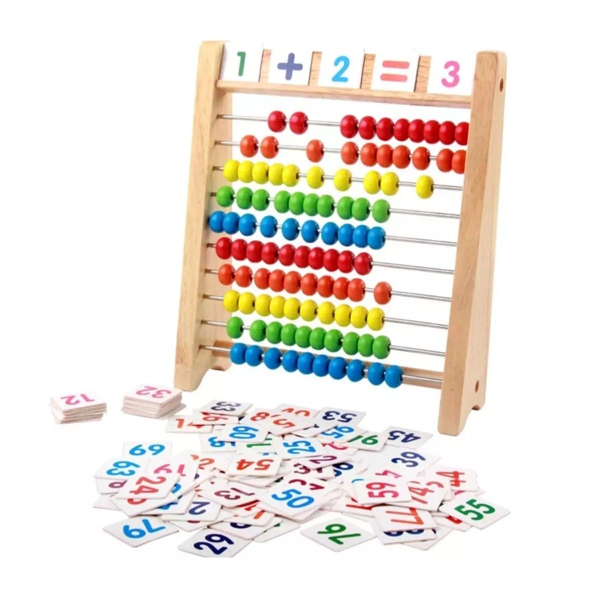 GENERICO - Ábaco De Madera Juego Didáctico Aprendizaje Niños con Fichas