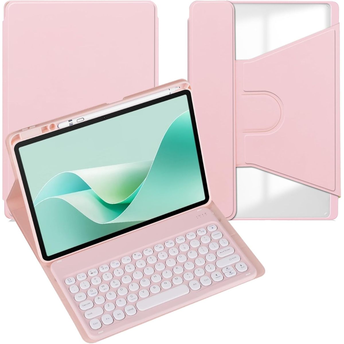 PUREPOWER - Funda  giratoria Con Teclado inalámbrico español para Lenovo Tab M11 y K11 2024 11 Pulgadas
