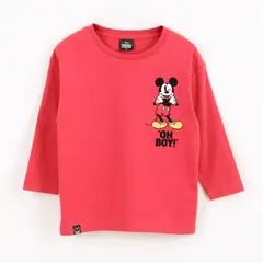 DISNEY - Polera Manga Larga Niño Back Print Mickey Rojo