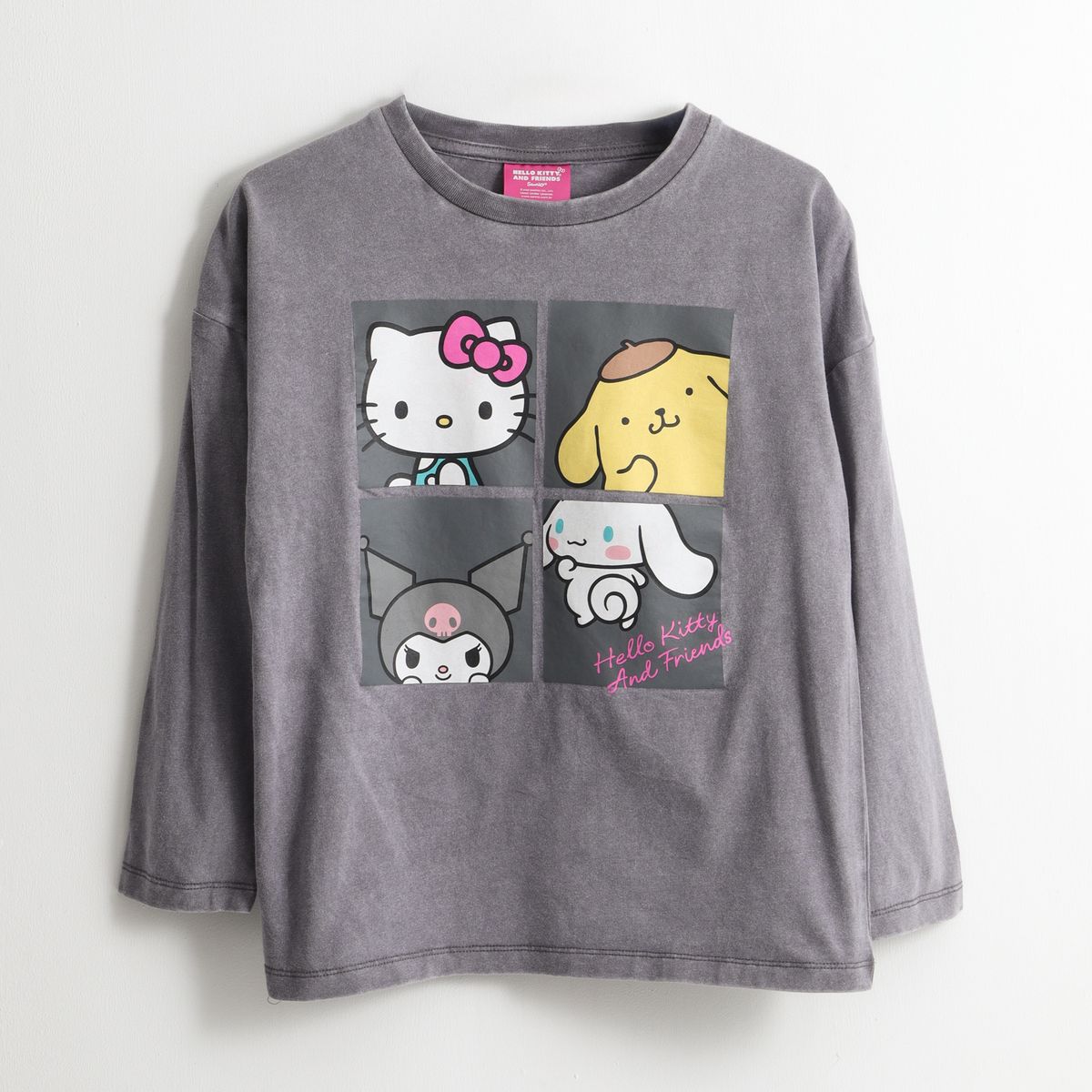 HELLO KITTY - Polera Manga Larga Niña Mosaico Gris Hello Kitty