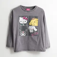 HELLO KITTY - Polera Manga Larga Niña Mosaico Gris