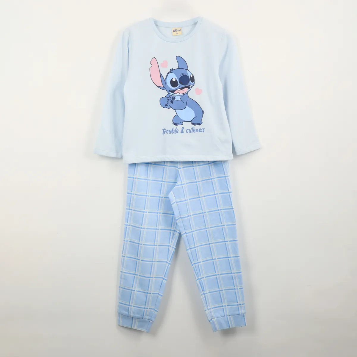 DISNEY - Pijama Manga Larga Niña Lilo & Stitch Celeste Disney