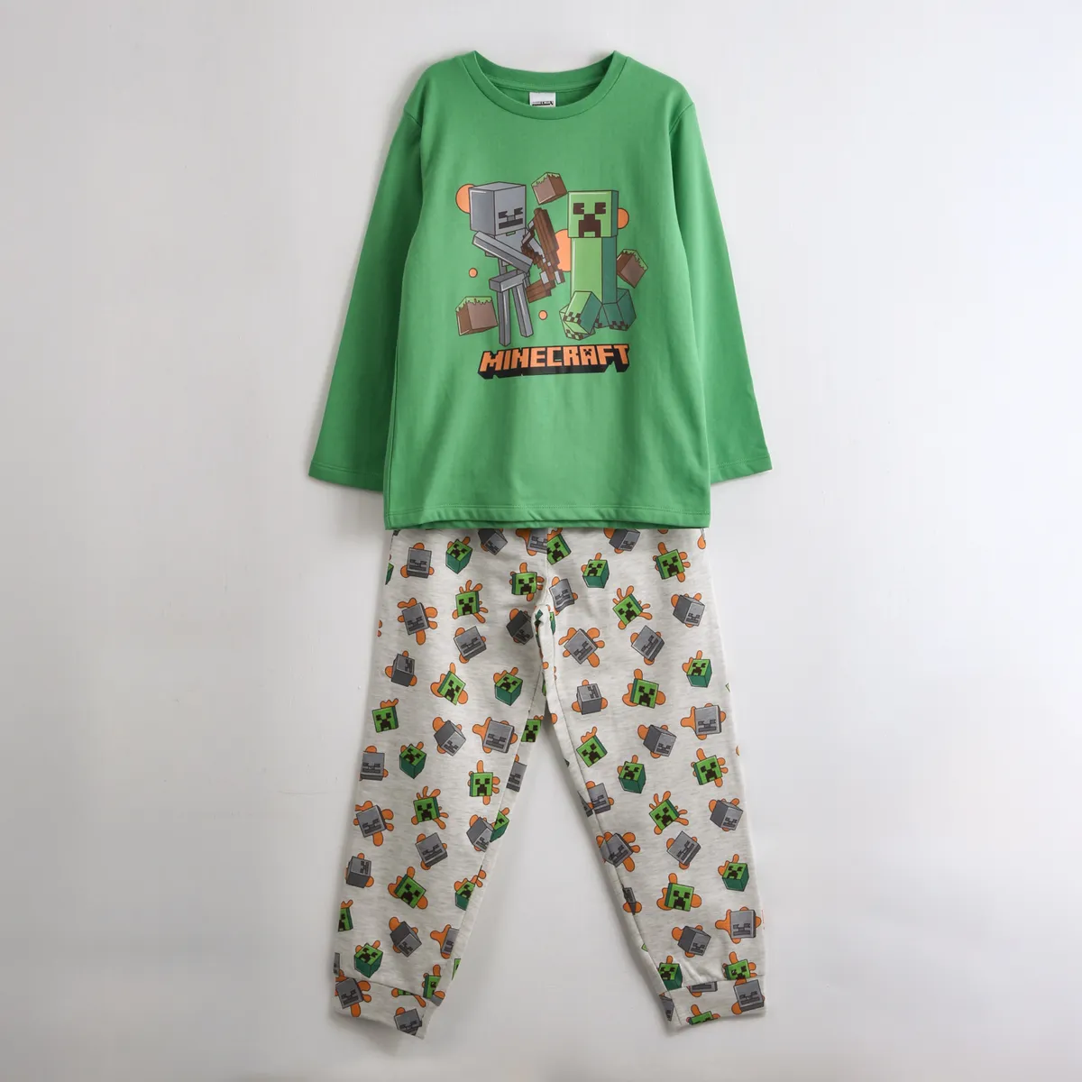 MINECRAFT - Pijama Manga Larga Niño Mobs Verde Minecraft