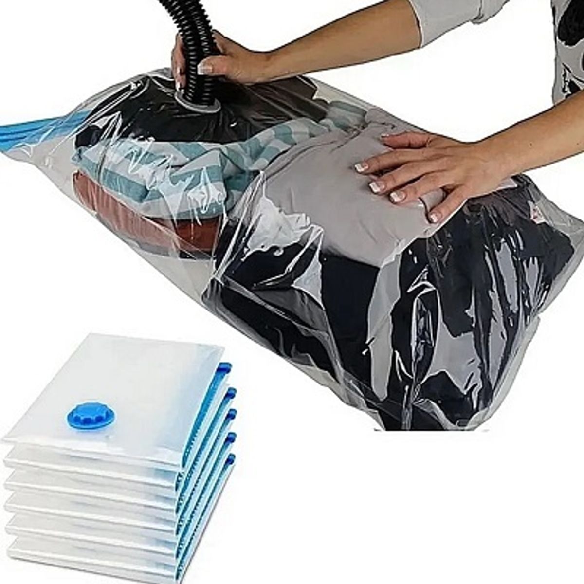 GENERICO - Pack 12 Bolsas Al Vacio Comprimir Ropa Ahorra Espacio 60x80