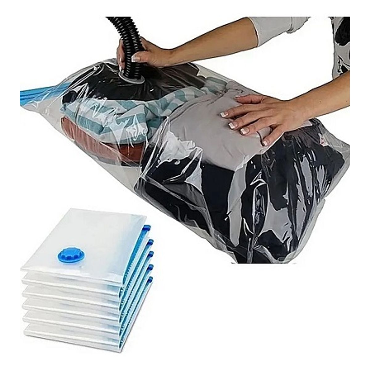 GENERICO - Pack 12 Bolsas Al Vacio Comprimir Ropa Ahorra Espacio 60x80