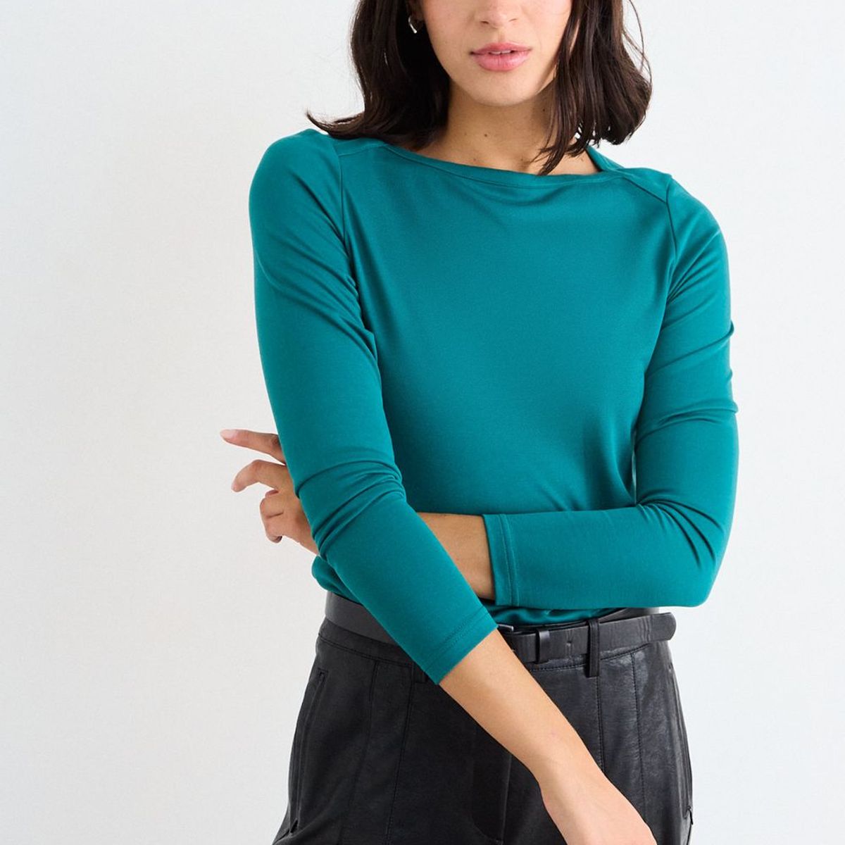 IO - Polera Lisa Mujer Verde Azulado Io