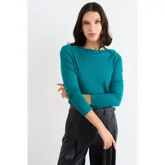 IO - Polera Lisa Mujer Verde Azulado