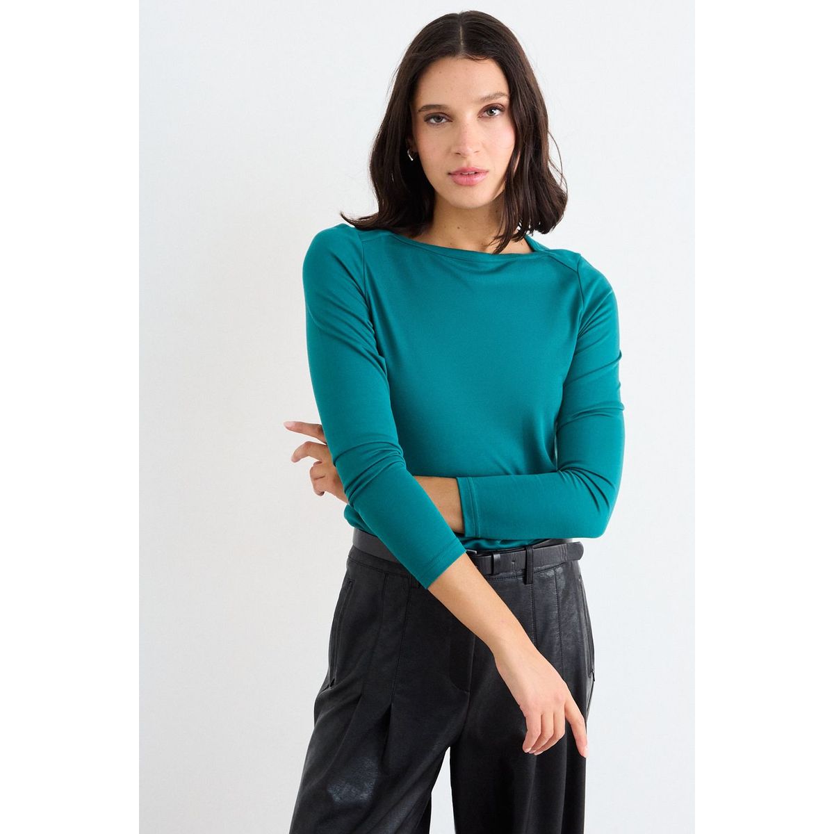 IO - Polera Lisa Mujer Verde Azulado Io