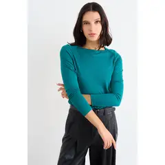 IO - Polera Lisa Mujer Verde Azulado