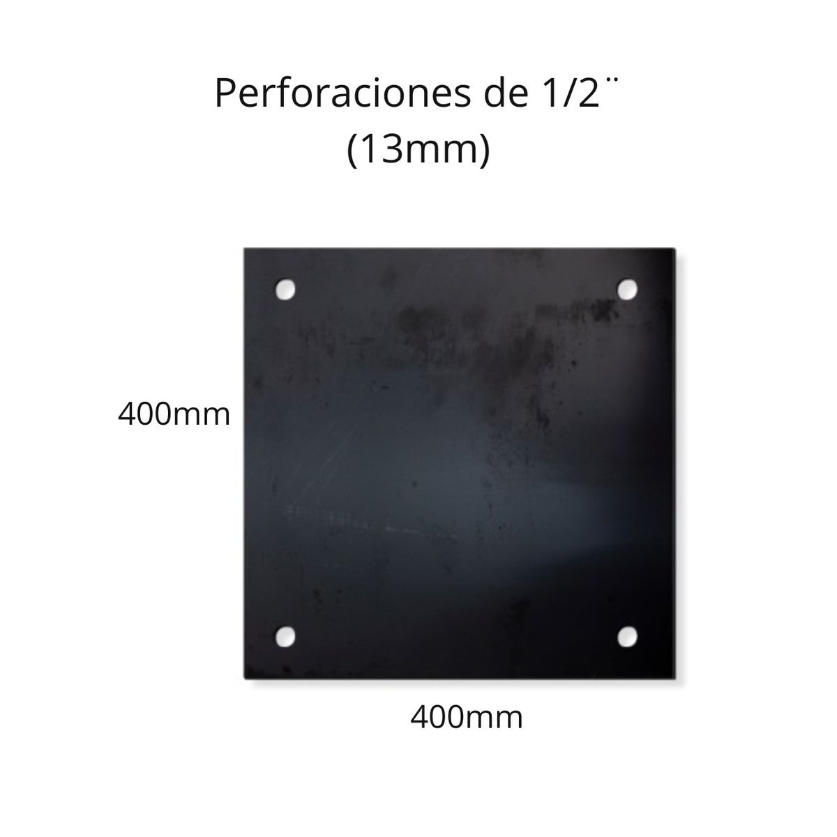 GENERICO - PLACA METALICA  400X400X6MM PERFORADA 13 mm (1/2) ACERO A36 / Flanche / ...
