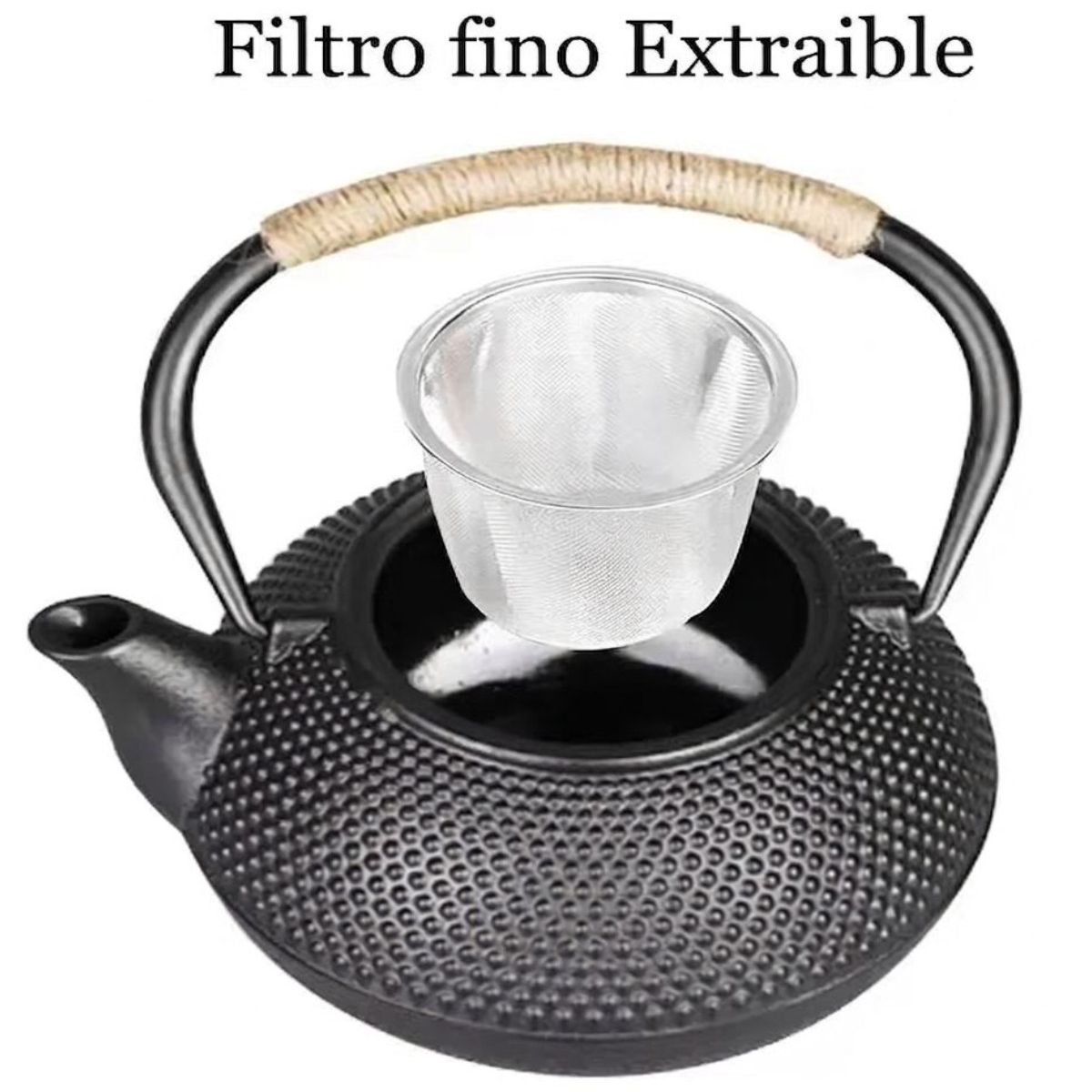 GENERICO - Tetera Hierro Fundido Con Infusor Acero Negro
