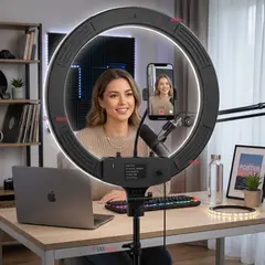 LINE - Aro De Luz Profesional 45 CM Trípode Ajustable Soporte Para Teléfono
