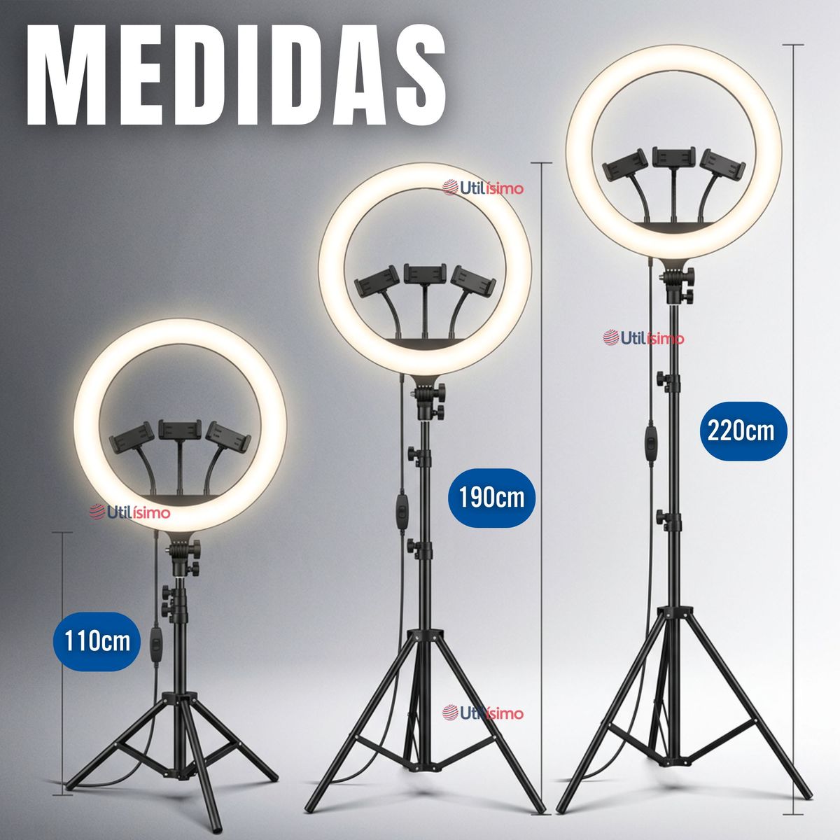 LINE - Aro De Luz Profesional 45 CM Trípode Ajustable Soporte Para Teléfono