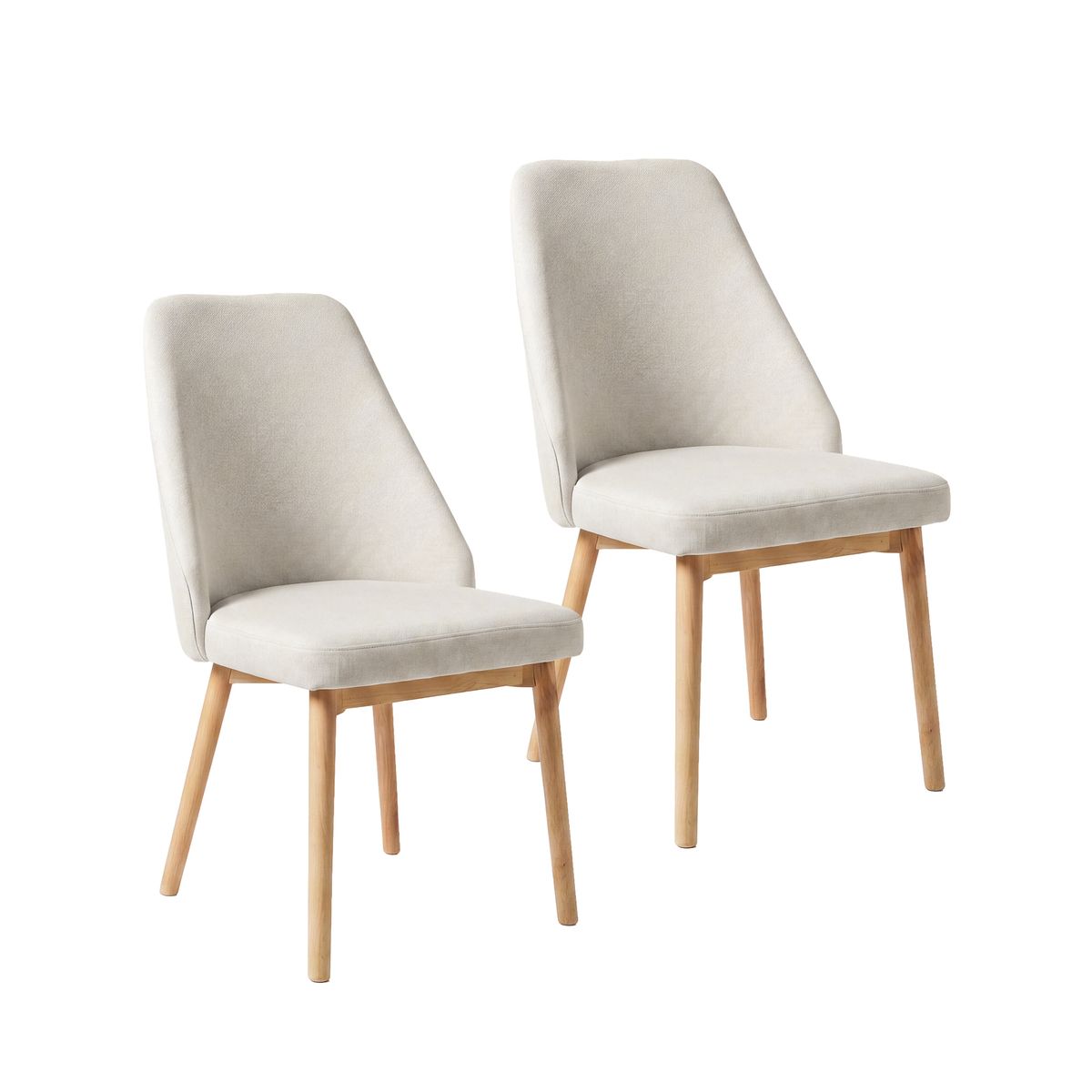 VENHOOUSE - Pack 2 Sillas Comedor Moderna Tapizada Chenilla Madera Haya Lena Beige