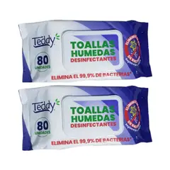 GENERICO - Pack 2 Toallitas Desinfectantes Teddy 80 un c/u.