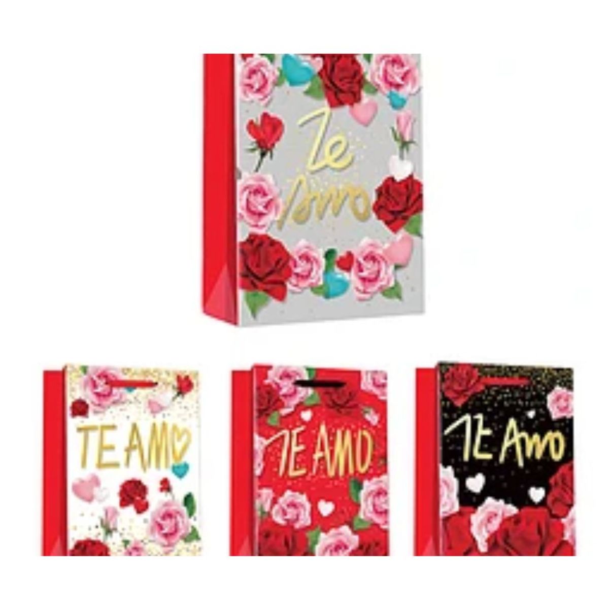 GENERICO - Bolsa de regalo rosas te amo 39x30x12cm Diseño aleatorio